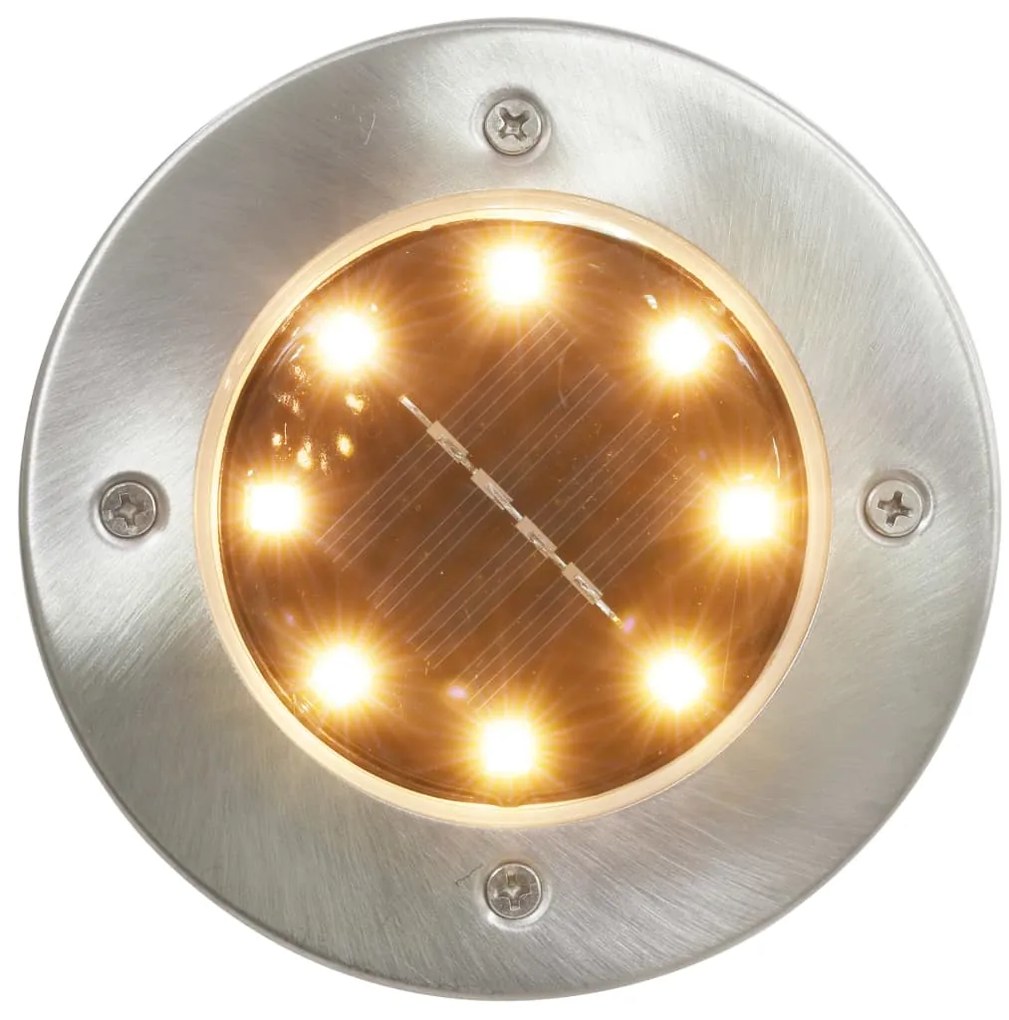Iluminação LED solar de solo 8 pcs branco quente