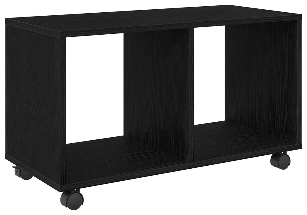 Mesa de Apoio vidaXL com Rodas Preto Carvalho 72x33x42,5 cm Madeira En