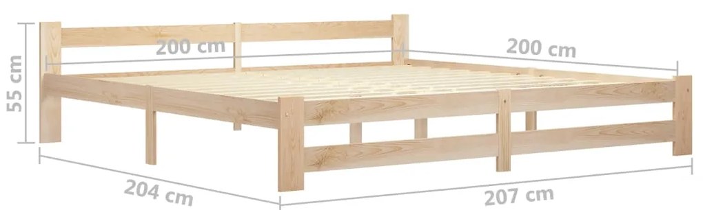 Estrutura de cama madeira de pinho maciça 200x200 cm