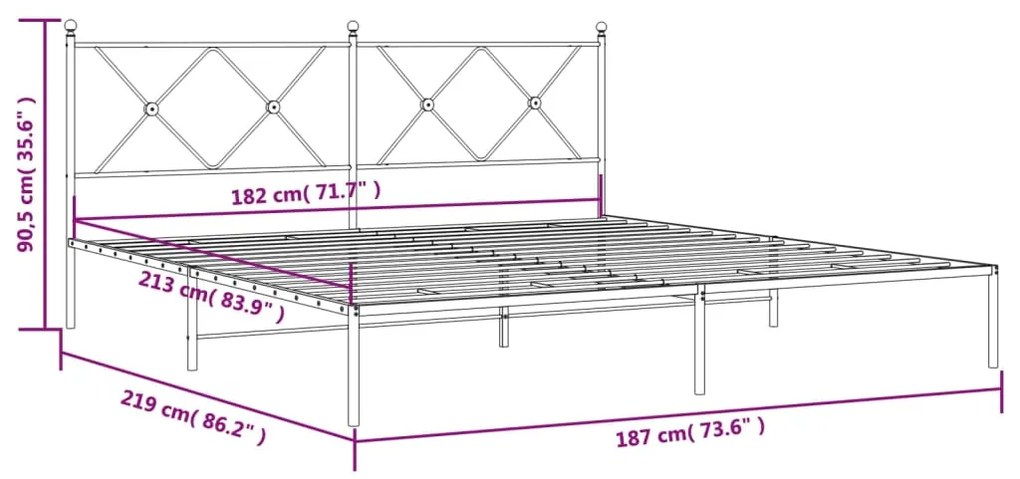 Estrutura de cama com cabeceira 183x213 cm metal preto