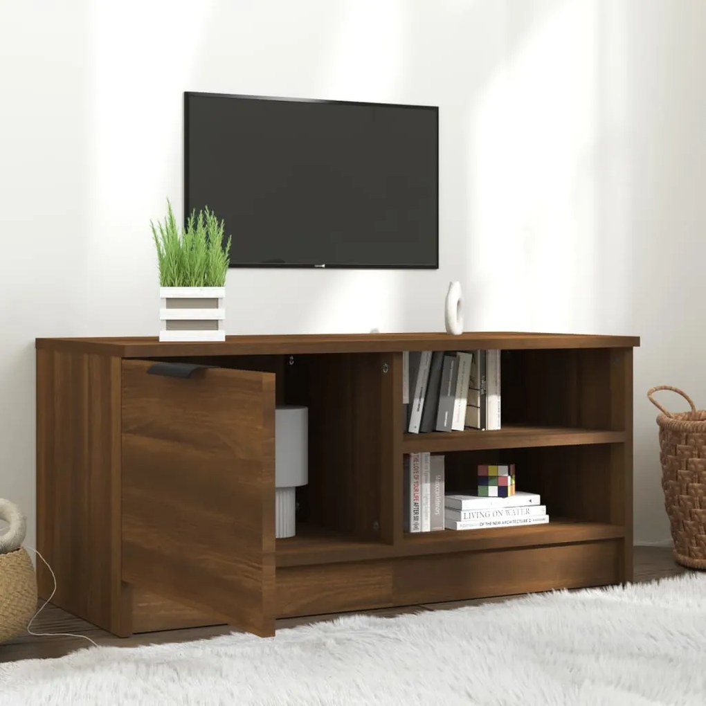 Móvel p/ TV 80x35x36,5cm madeira proc. cor carvalho castanho