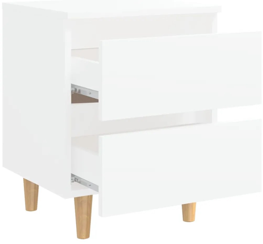 Mesa de cabeceira c/ pernas de pinho maciço 40x35x50 cm branco