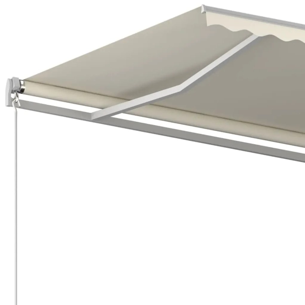 Toldo retrátil automático com postes 6x3,5 m cor creme