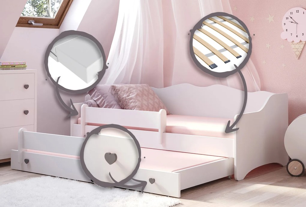 Cama infantil dupla Emma II branca 160x80 - colchão e estrado incluído