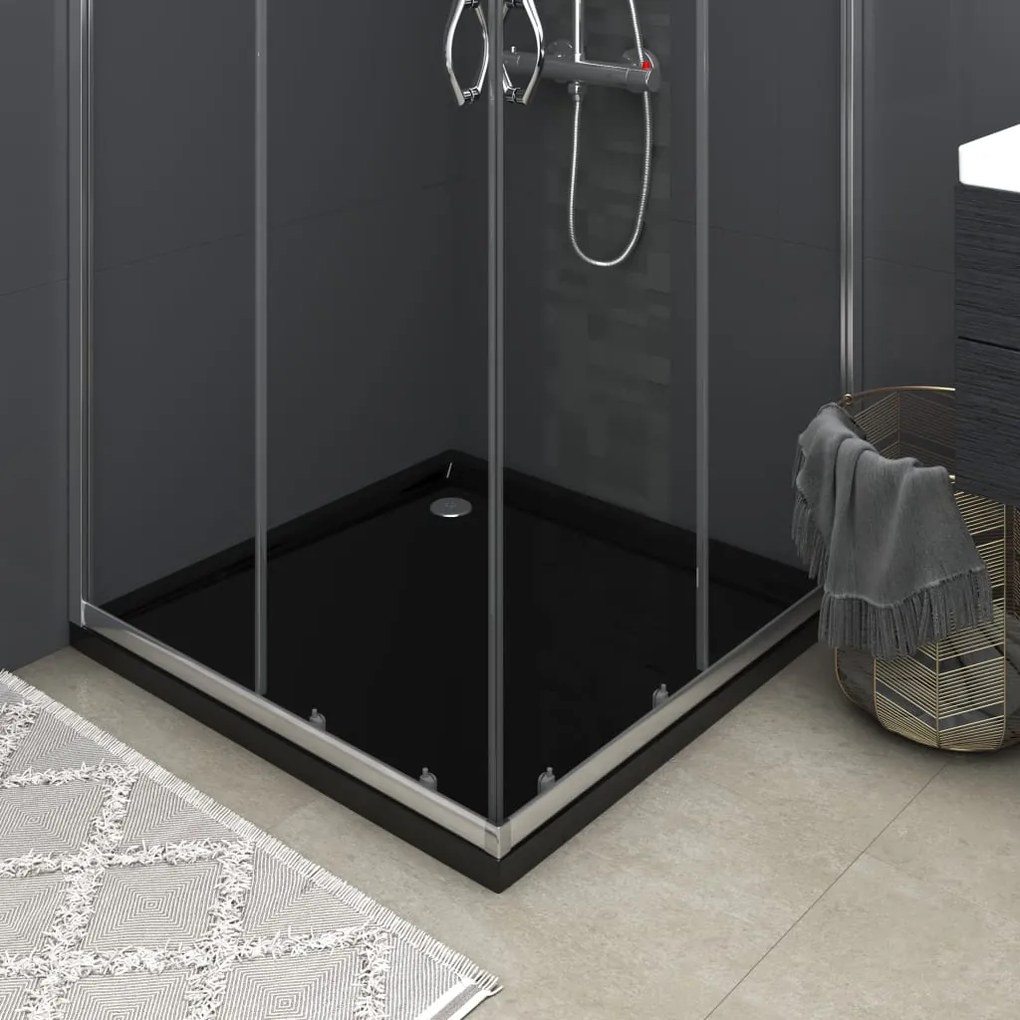 148916 vidaXL Base de chuveiro quadrada 80x80 cm ABS preto