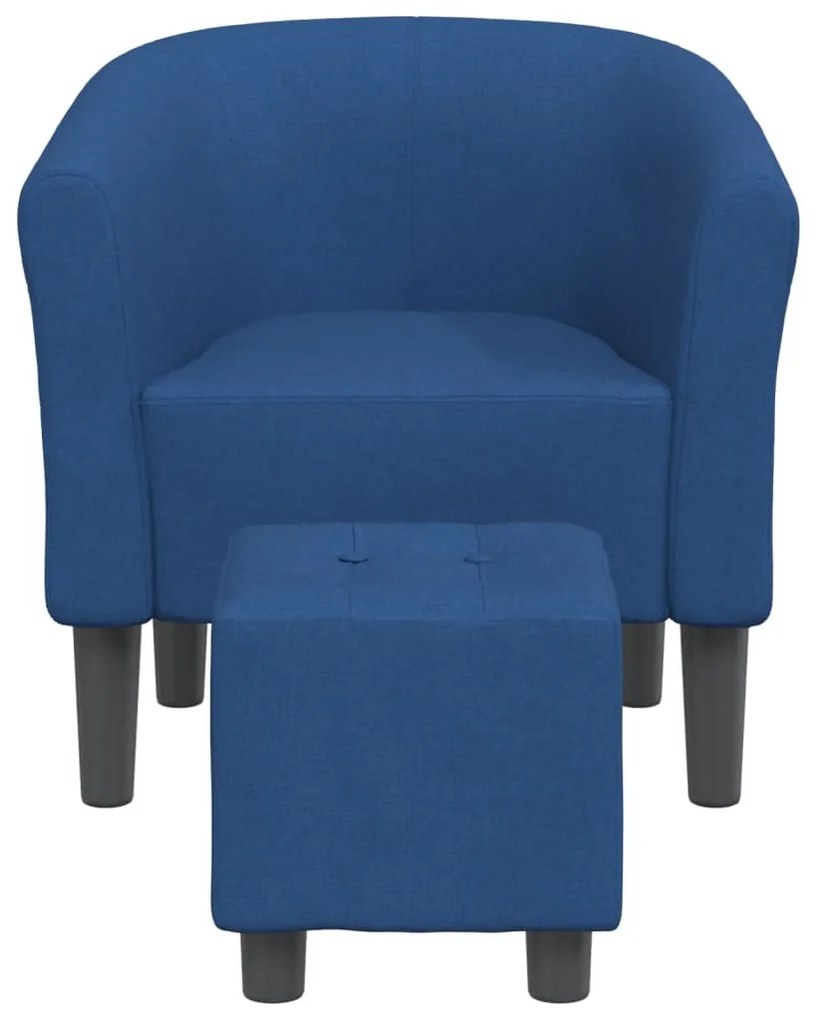 Poltrona com apoio de pés tecido azul