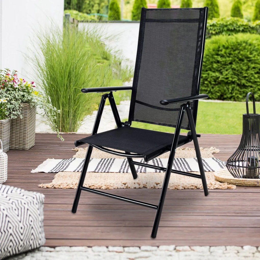 Conjunto de refeição de jardim Bern 7 peças com 6 cadeiras e 1 mesa em alumínio antracite e vidro fosco