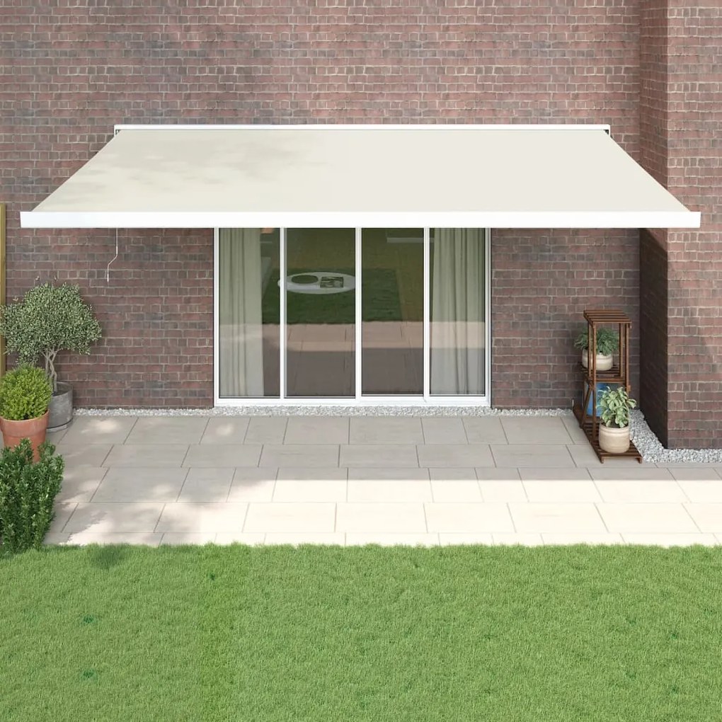 vidaXL Toldo retrátil 5x3 m tecido e alumínio cor creme