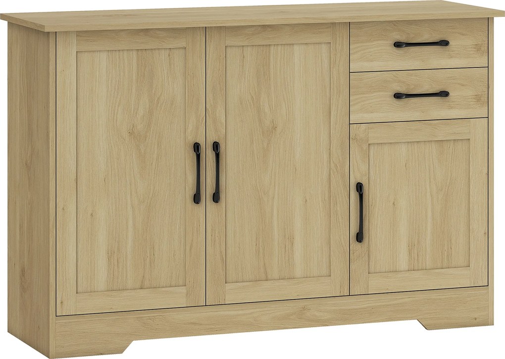 HOMCOM Aparador com 3 Portas Moderno para Sala de Estar com 2 Gavetas Prateleira Ajustável 120x38x79 cm Madeira | Aosom Portugal