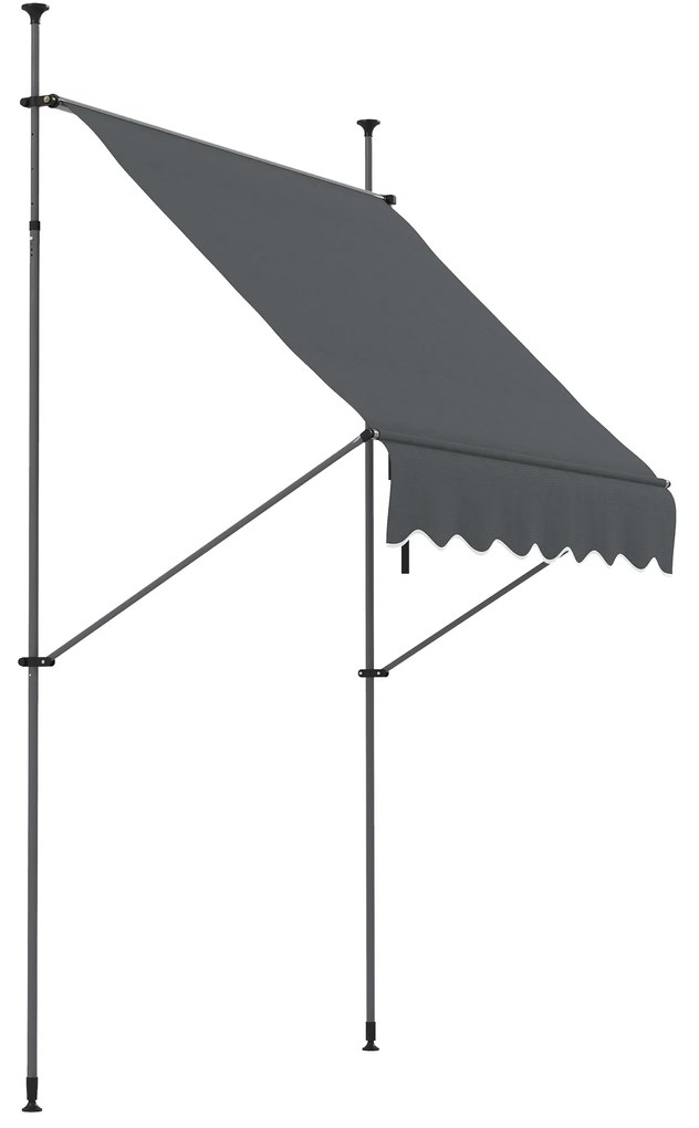 Outsunny Toldo Manual Retrátil com Manivela 200x120x210-300 cm com Altura Ajustável Impermeável para Jardim Varanda Cinza Escuro