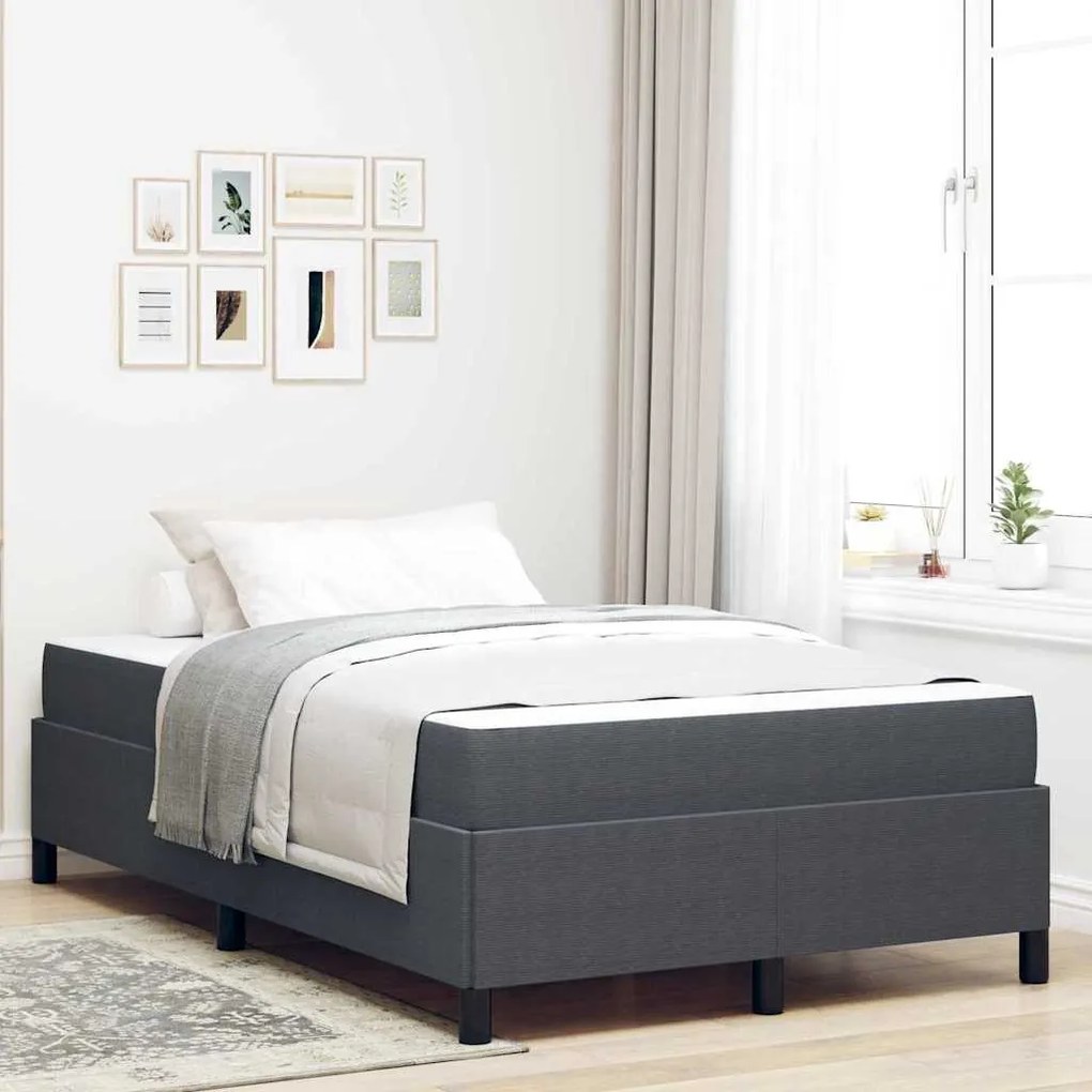 vidaXL Estrutura da Cama com colchão Cinza Escuro 120 x 200 cm tecido
