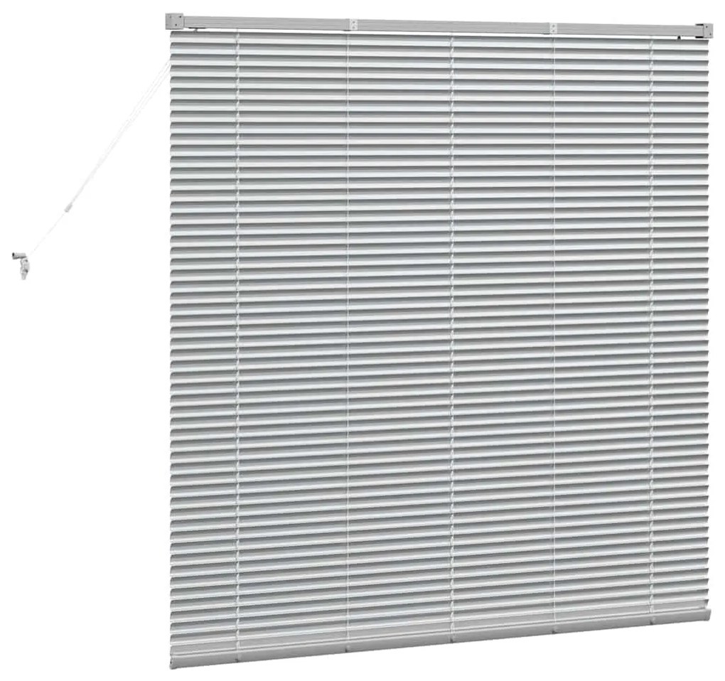 Persiana de Janela com cortinas Manual Prata 80 x 130 cm Alumínio