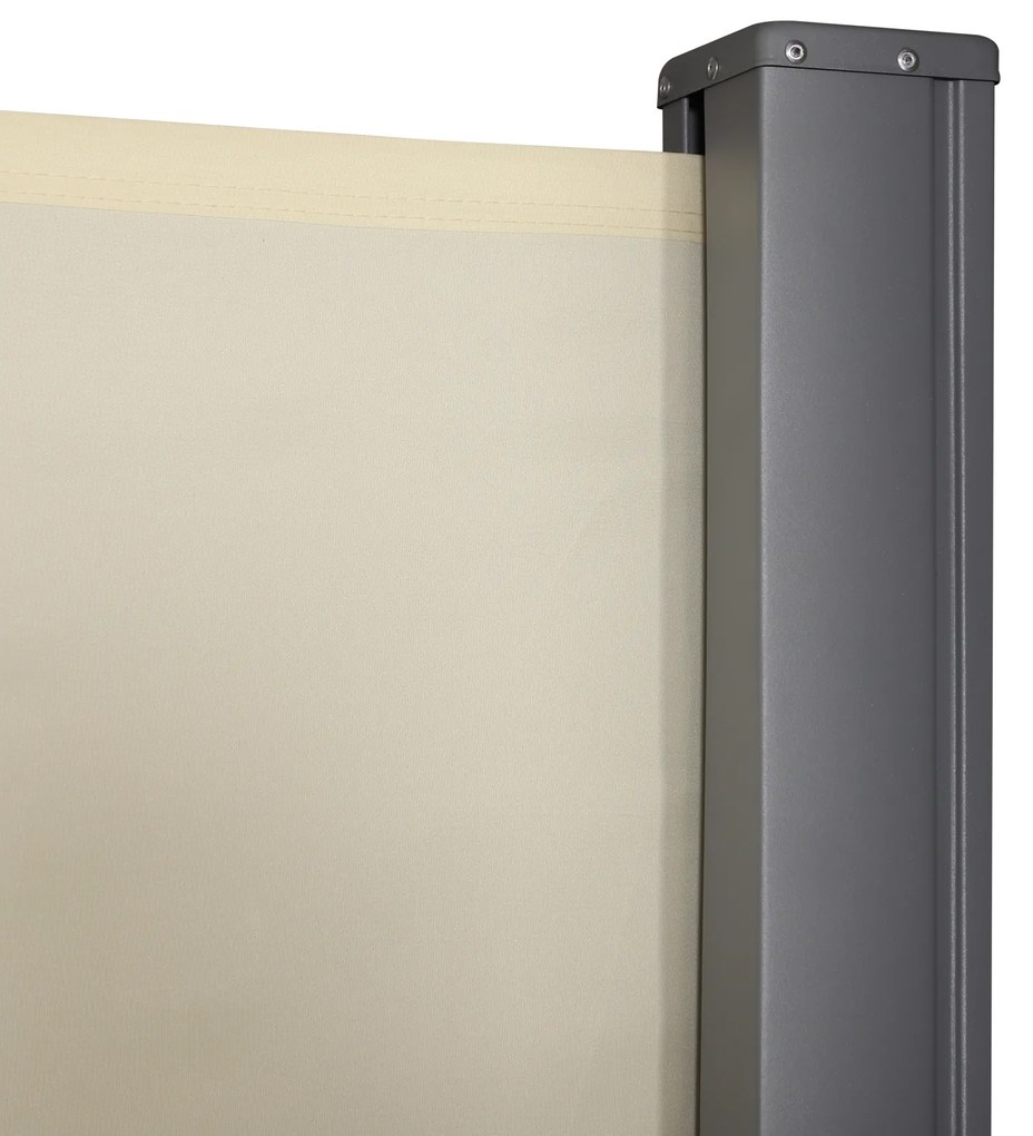 Outsunny Toldo Lateral Retrátil para Terraço Pátio ou Jardim Toldo de Privacidade para Exterior Dobrável 300x180cm Bege