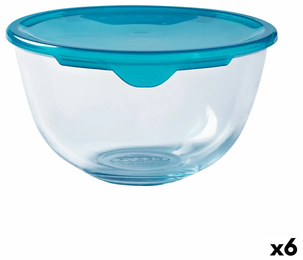 Lancheira Redonda com Tampa Pyrex Cook & Store Azul 15 X 15 X 8 cm 500 Ml Silicone Vidro (6 Unidades)