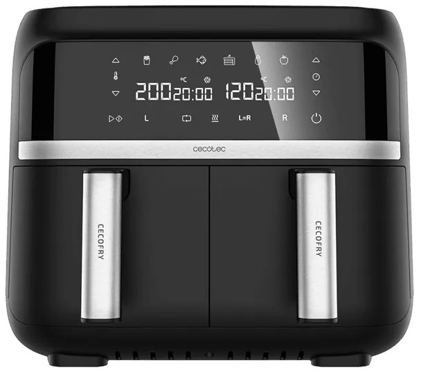 Fritadeira sem óleo Cecotec Cecofry Advance Double 9 L Ar Quente. 2850 W, Diet, Compacto e Digital, 2 Cestos com Dupla Temperatura e Tecnologia Perfec