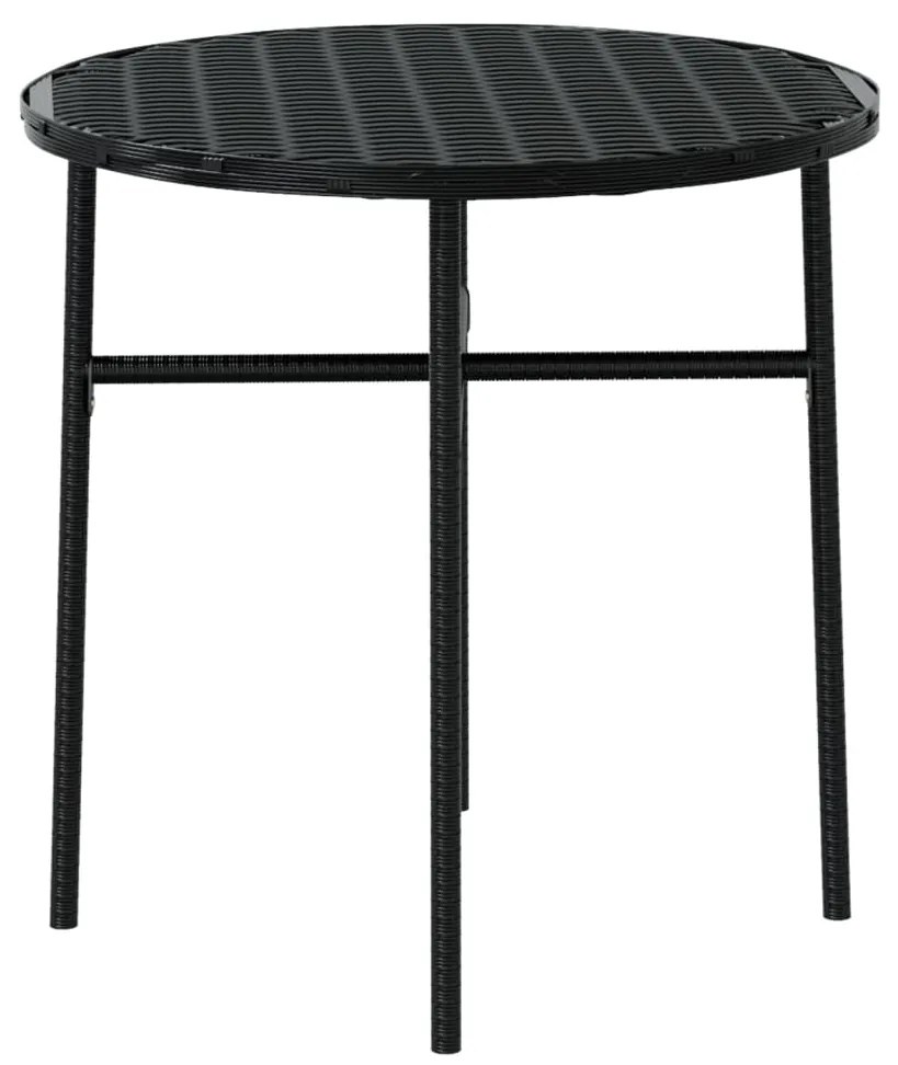 3 pcs conjunto de jantar para jardim vime PE preto