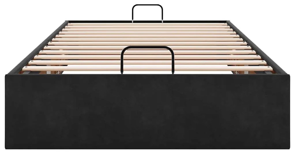 Otomano Bed Frame No Colchão Preto 80x200 cm Veludo