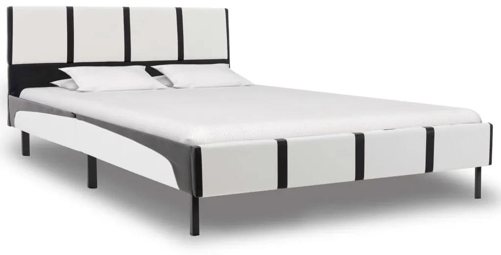 280284 vidaXL Estrutura de cama 140x200 cm couro artificial preto e branco