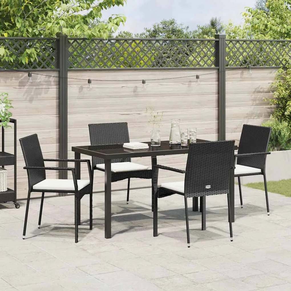 Conjunto de 4 Cadeiras de Jardim 5 pcs Preto 140 x 70 x 73 cm