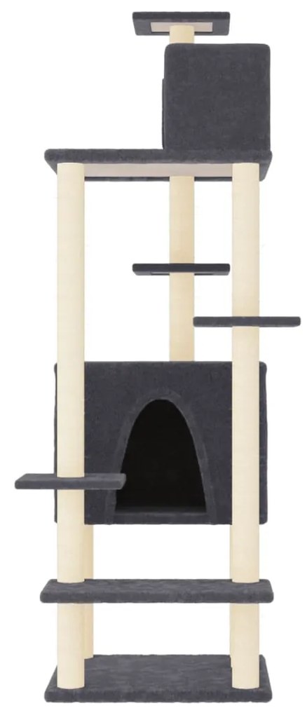 Árvore p/ gatos c/ postes arranhadores sisal 154cm cinza-escuro