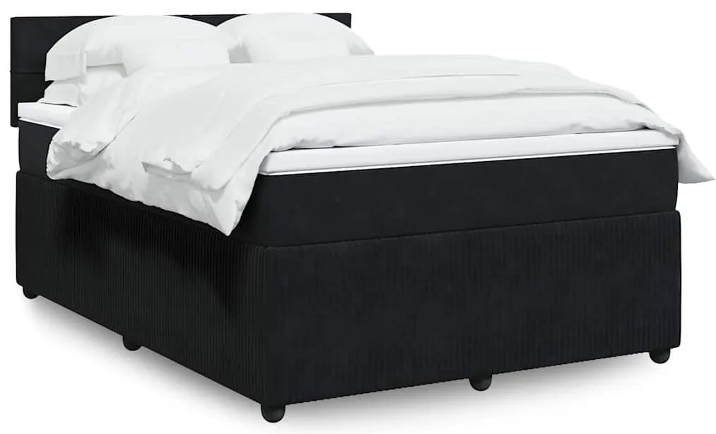 vidaXL Cama com molas/colchão 160x200 cm veludo preto
