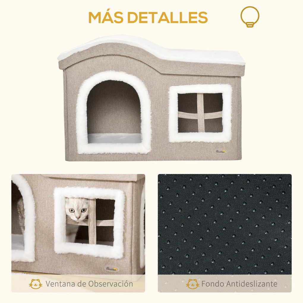 PawHut Casa Dobrável para Gatos Caverna para Gatos Grande com Tampa Re