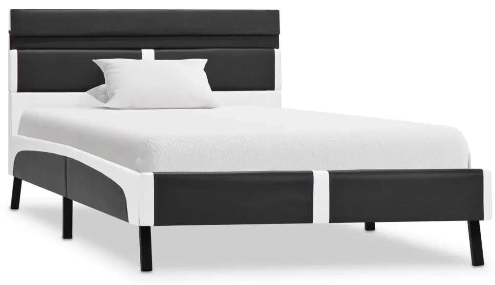 Estrutura de cama c/ LED 90x200 cm couro artificial cinzento