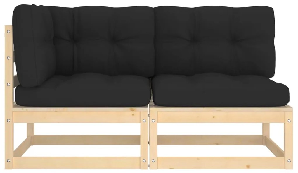 2 pcs conjunto lounge de jardim com almofadões pinho maciço