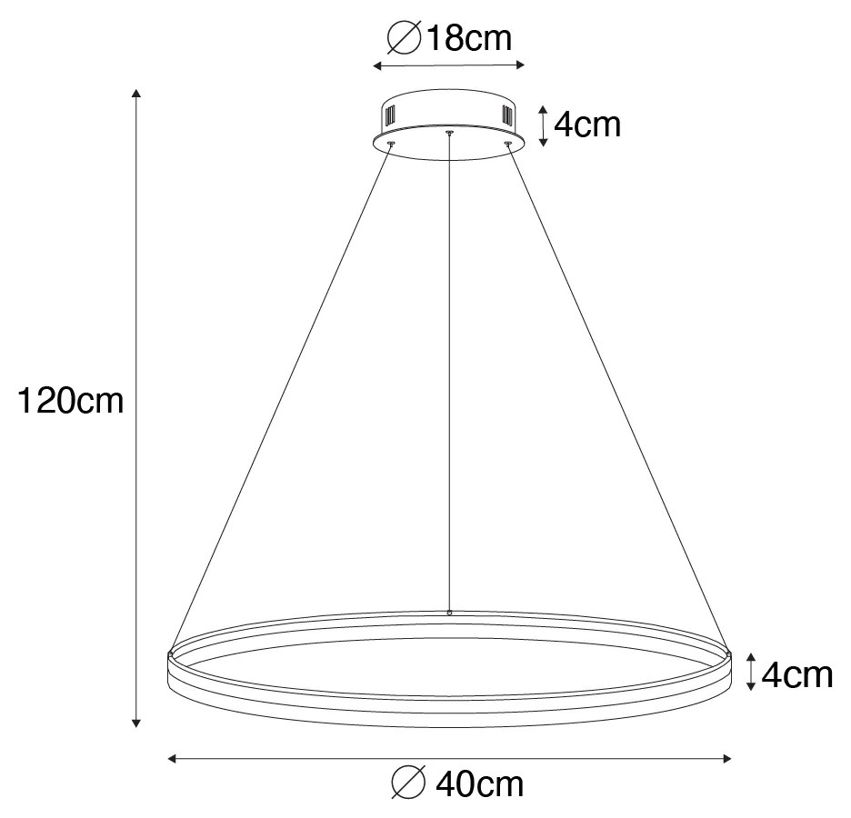 Candeeiro de suspensão design branco 40 cm incl. LED regulável em 3 níveis - Anello Moderno