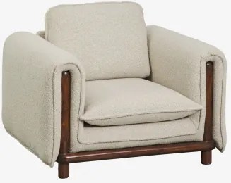 Pack De 2 Poltronas Com Apoios De Braços Em Bouclé E Madeira De Borracha Pablian Bouclé Bege - Sklum
