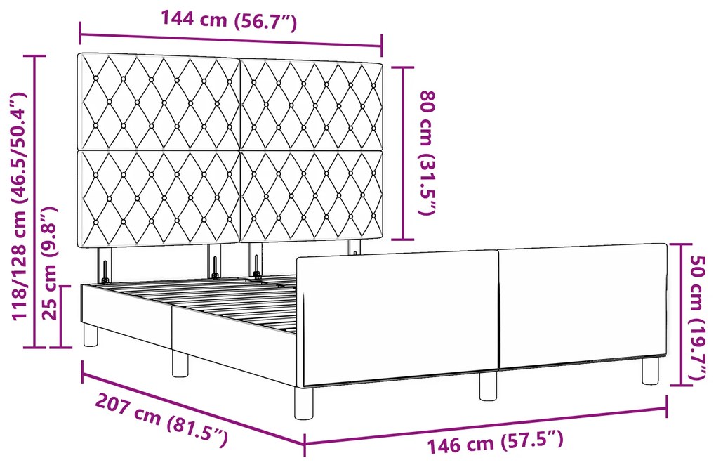 Estrutura de Cama de Veludo Preto vidaXL 140x200 cm