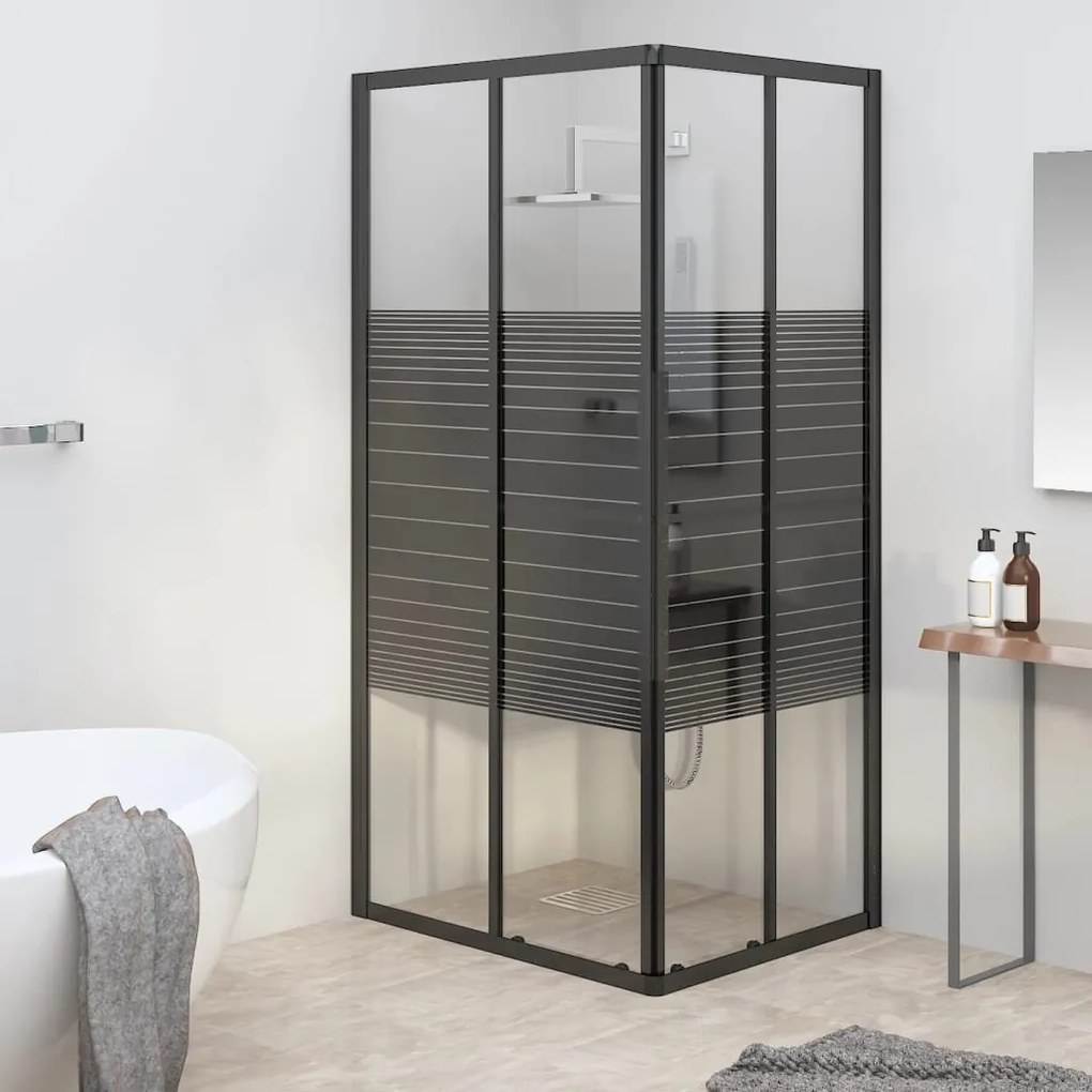 151850 vidaXL Cabine de duche riscas ESG 90x70x180 cm preto