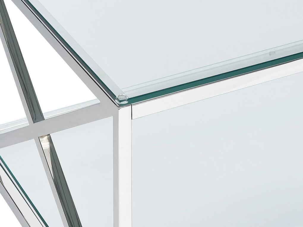 Mesa de centro prateada com tampo de vidro AUDET Beliani