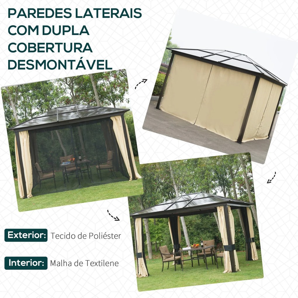 Pérgola para Jardim 3x3,6m Pérgola para Exterior Anti UV Teto de Polic
