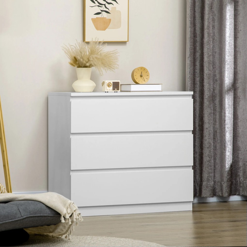 Cómoda com 3 gavetas 80 x 39 x 73 cm branco