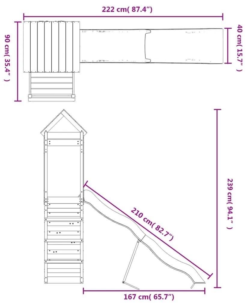 Conjunto de brincar para exterior madeira de pinho impregnada