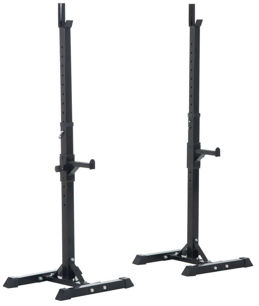 HOMCOM Suporte de Barra de Pesos Prateleira Ajustável de 12 Camadas Barra Levantamento de Pesos Academia Máx. 150 kg Aço 52x48x108-163 cm Preto