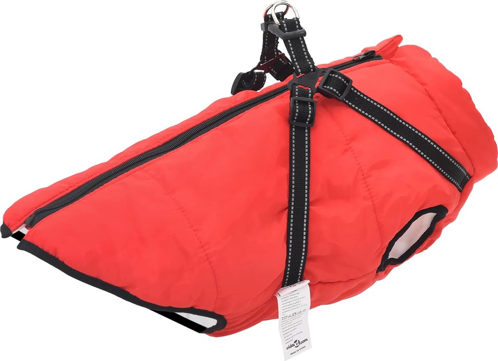 vidaXL Casaco para Cães com arnês Vermelho 6XL Velo e Poliéster