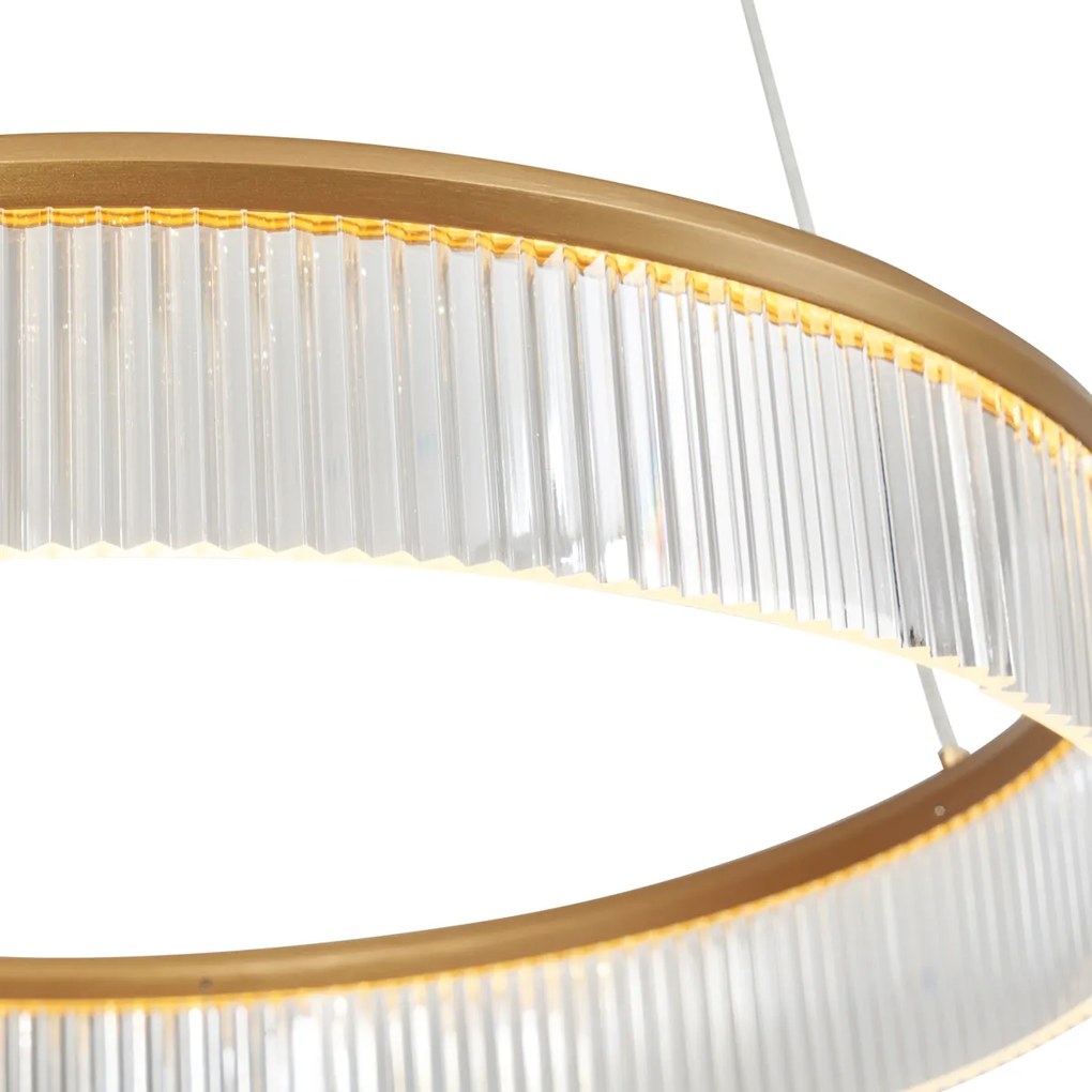 Candeeiro suspenso moderno latão 59cm incl. LED regulável em 3 níveis - Anello Chandelier