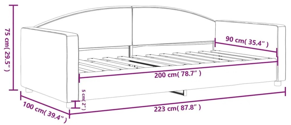 Sofá-cama 90x200 cm tecido cinzento-acastanhado