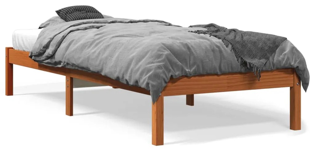 Estrutura de cama 90x200 cm madeira pinho maciça castanho cera