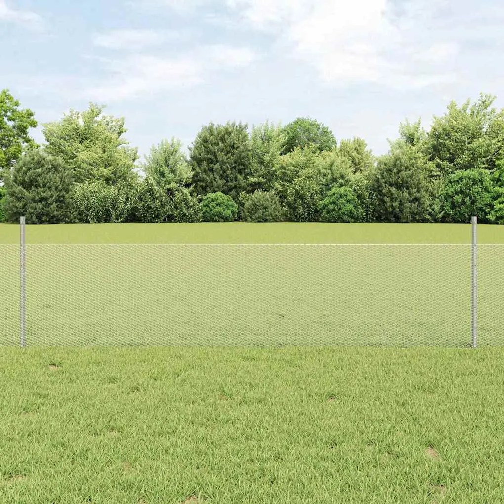 vidaXL Cerca com Postes Prateado 0.5 x 10 m Aço