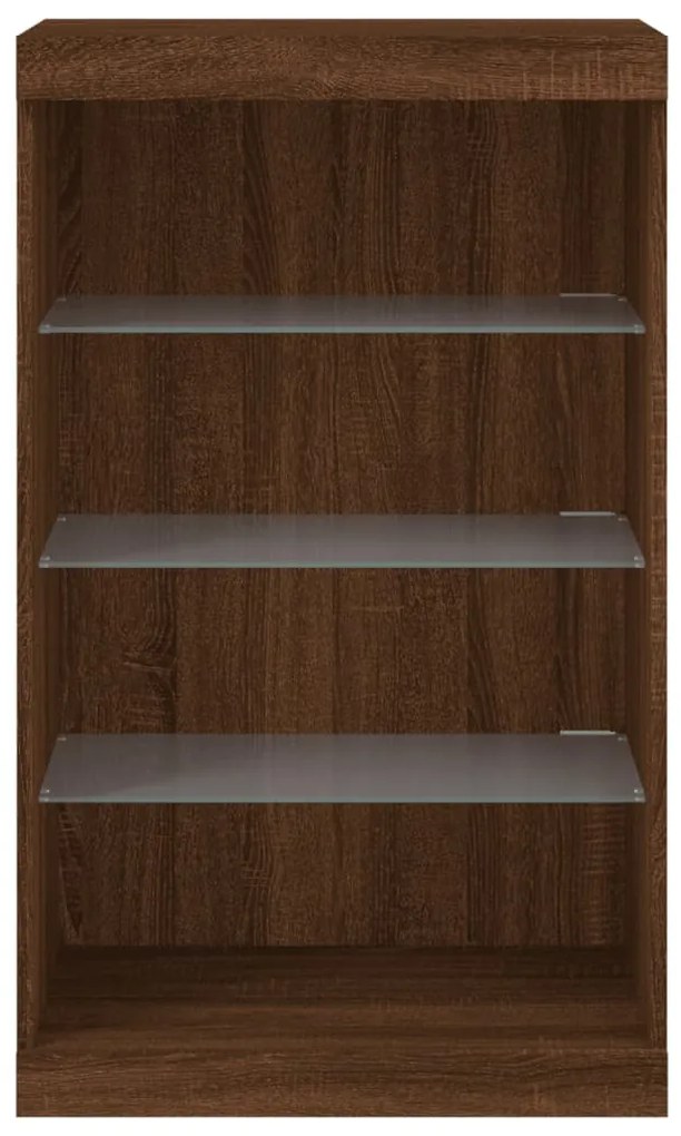 Aparador com luzes LED 60,5x37x100 cm carvalho castanho