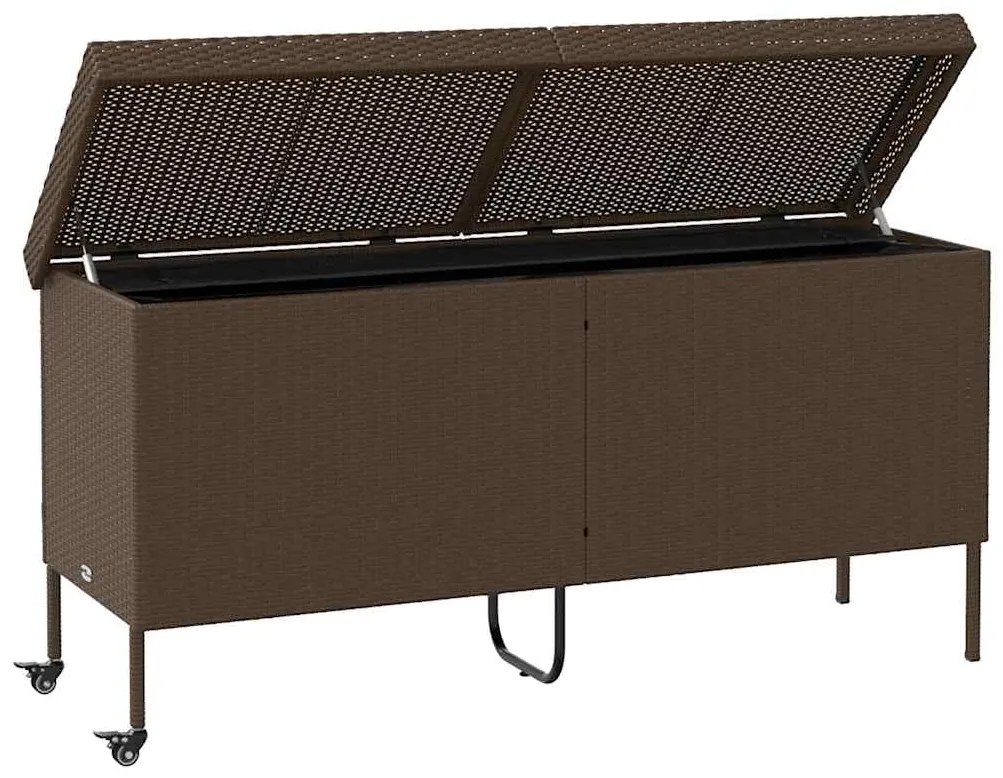 Caixa de arrumação com rodas 160x55x75 cm vime PE castanho