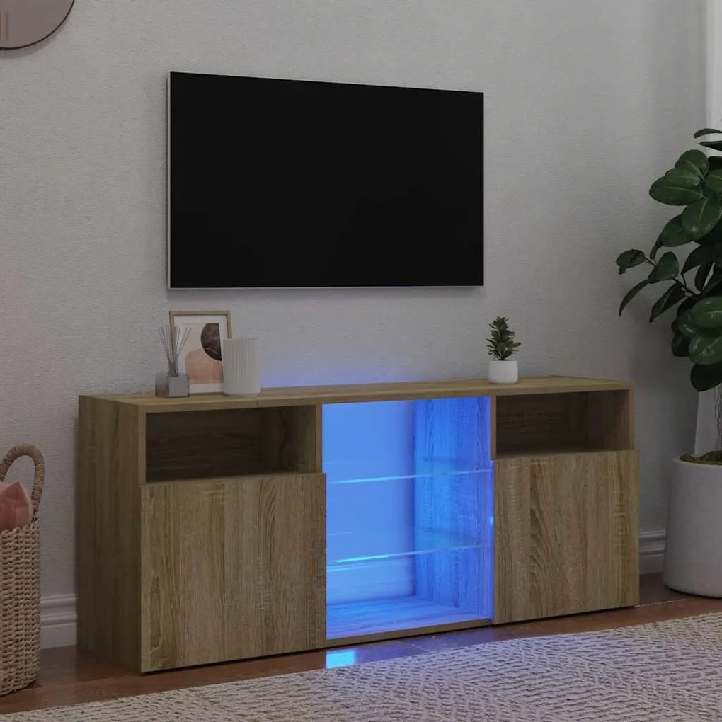 Móvel de TV com luzes LED 120x30x50 cm carvalho sonoma
