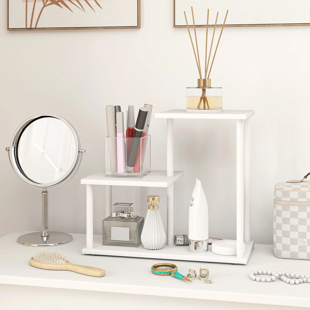 Estante de 3 Níveis Estilo Moderna com Estrutura de Metal e Prateleira de Arrumação para Secretária 40x20x34,5 cm Branco