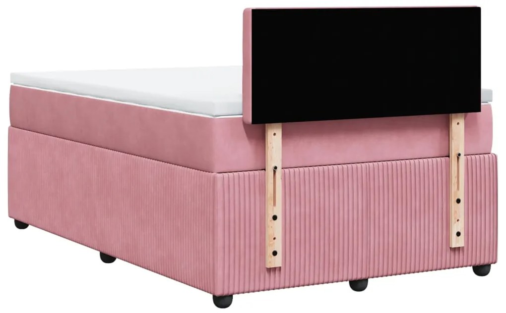 Cama boxspring com colchão 120x190 cm veludo rosa