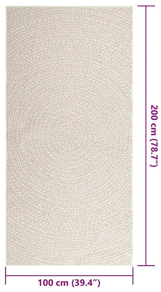 Tapete ZIZUR creme 100x200cm aspeto de juta interior e exterior