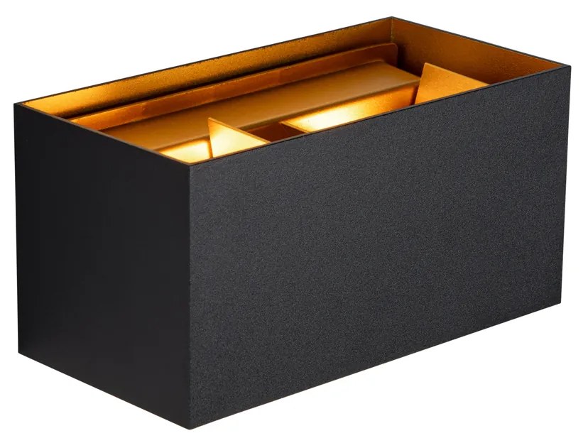 Candeeiro de parede exterior preto com dourado incl. LED 4 luzes IP54 - Edwin Moderno