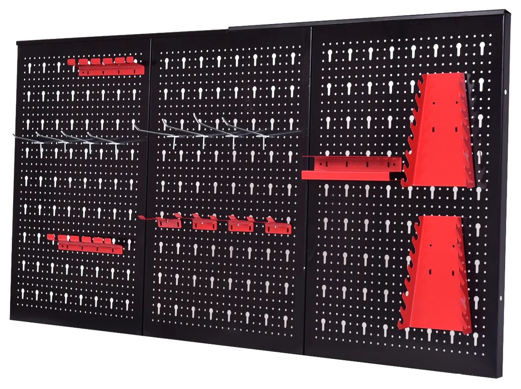 Painel porta-ferramentas perfurado montado na parede Kit de painel porta-ferramentas 17 pcs. com ganchos